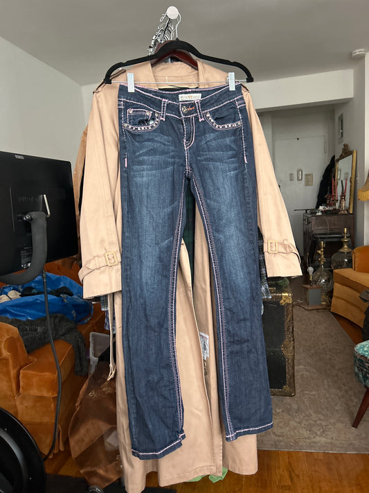 Miss Chic Y2K denim pink stitching