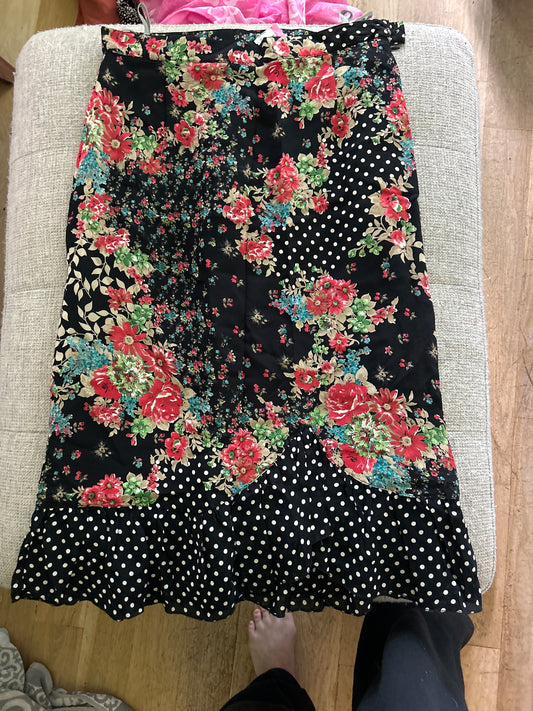 Polka dot floral skirt