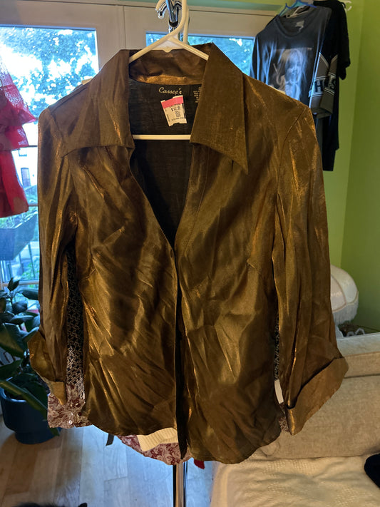 Cassee's shiny silver button up