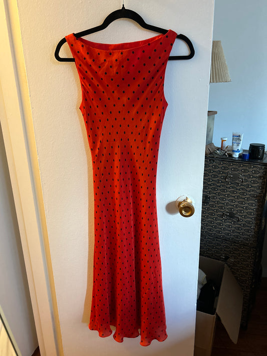 Jones New York red silk polka dot dress