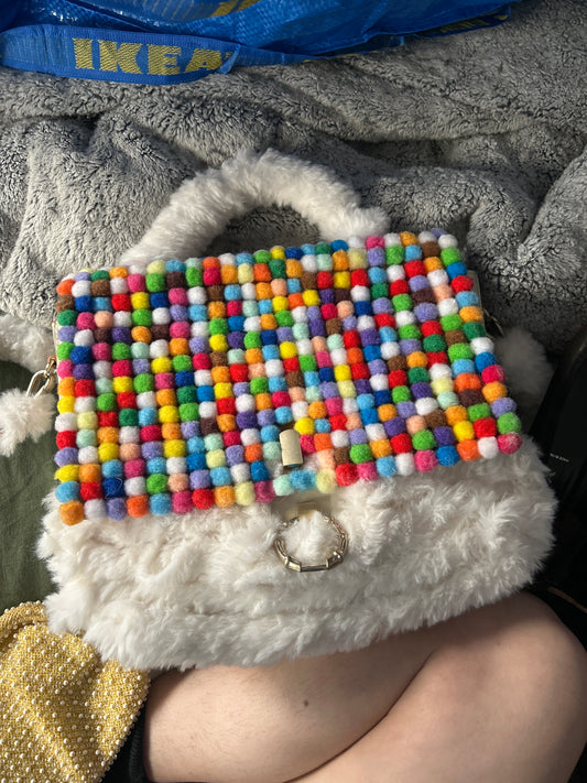White fur rainbow bag JM 281