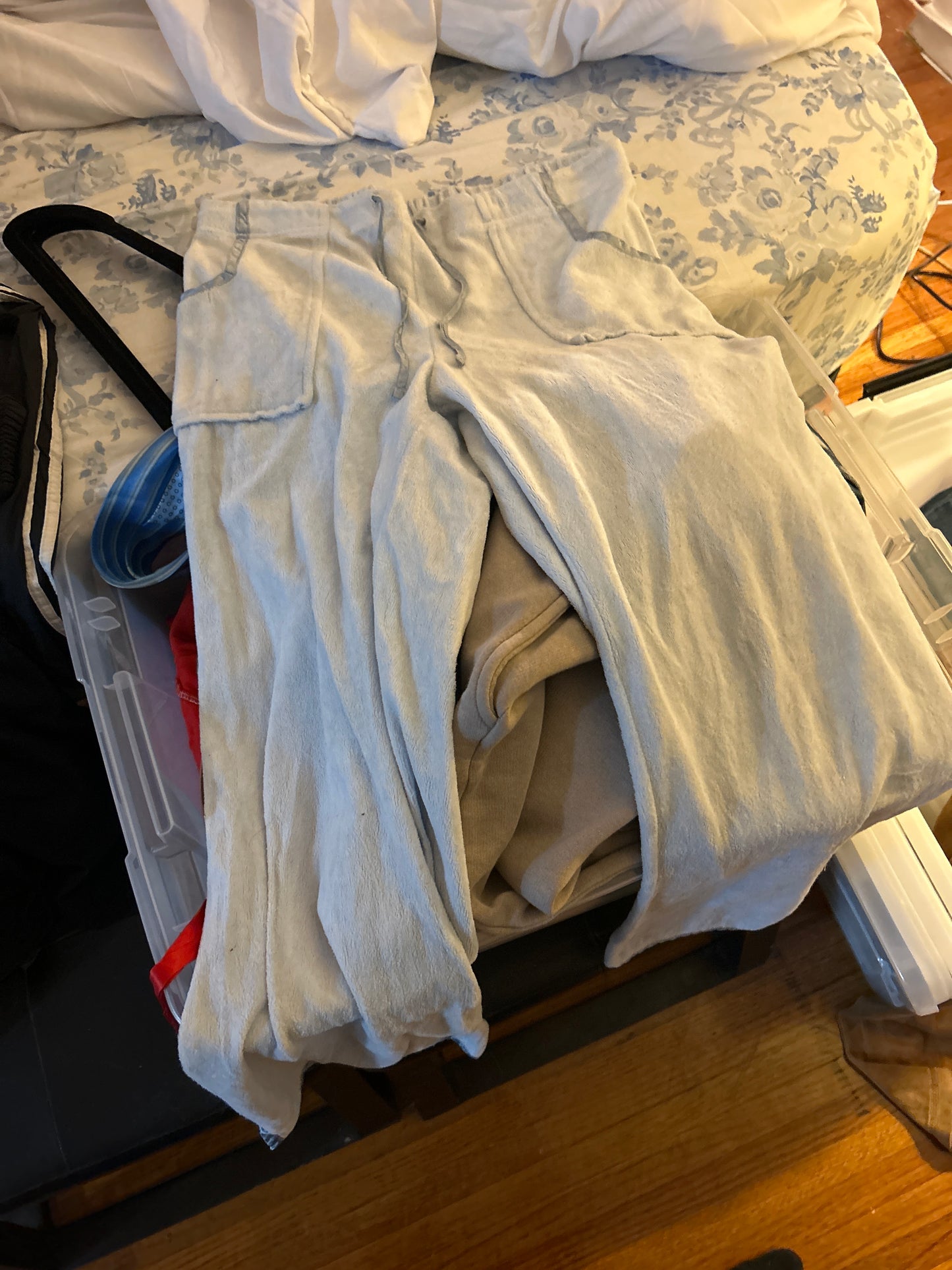 Baby blue velour sweatpants
