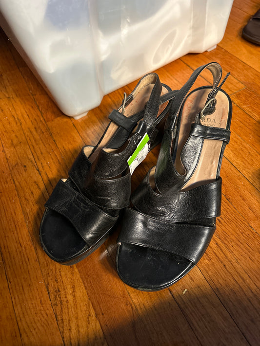 Italian black leather sandals