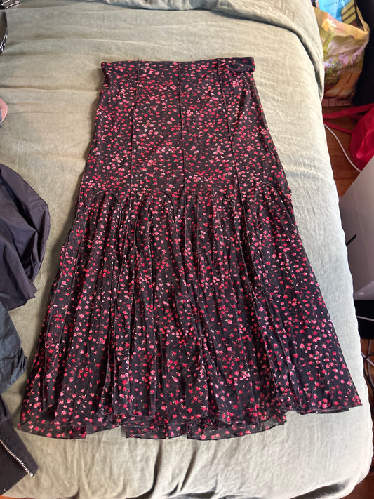 Black sheer rose skirt