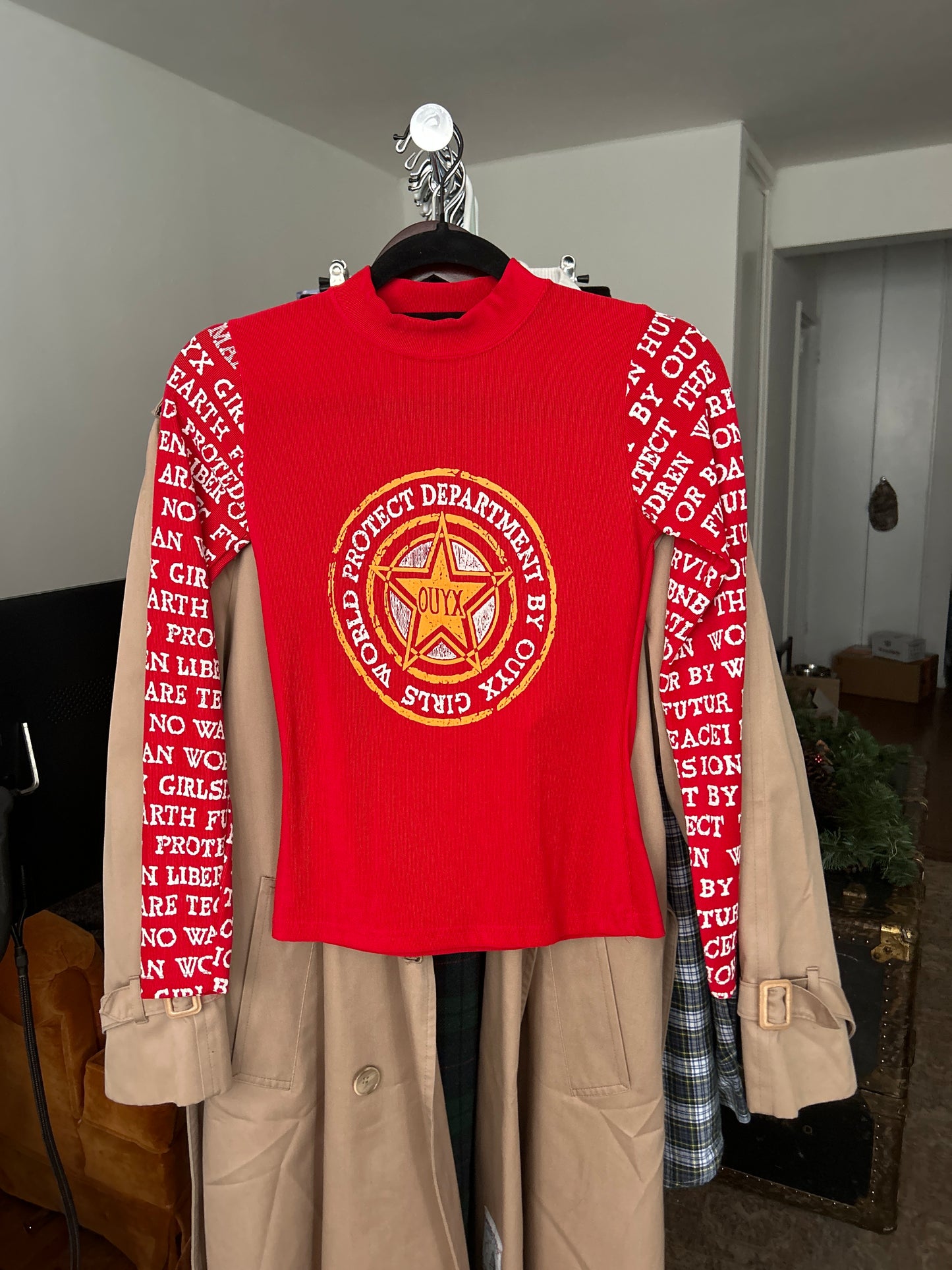 Ouyx girls world protect department red graphic top