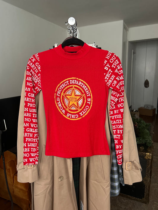 Ouyx girls world protect department red graphic top