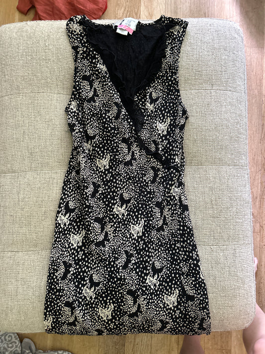 Black flower butterfly dress
