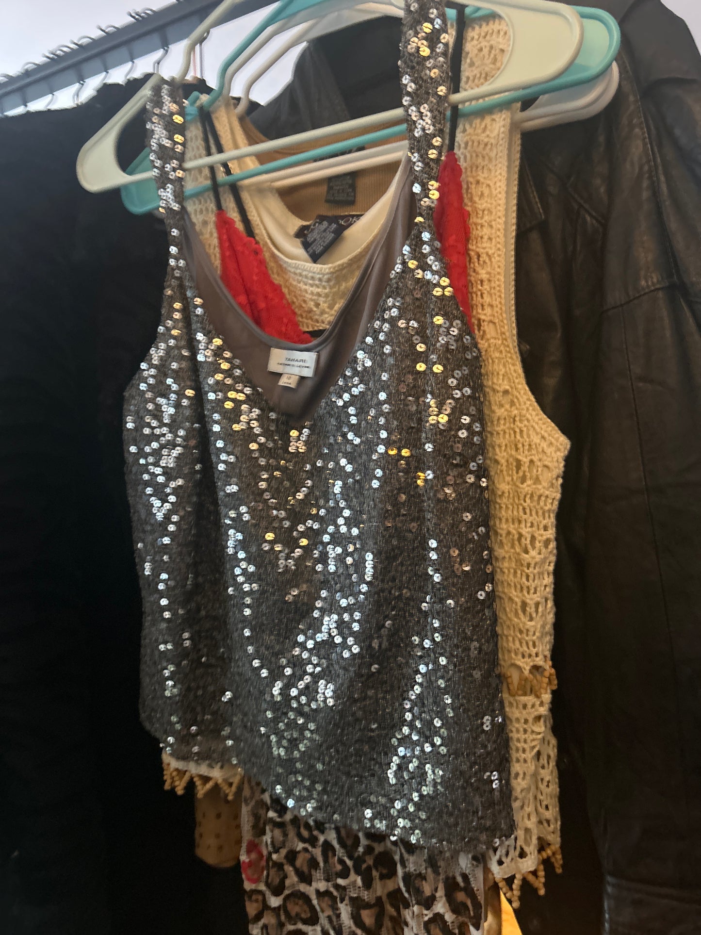 Silver sequin tank top