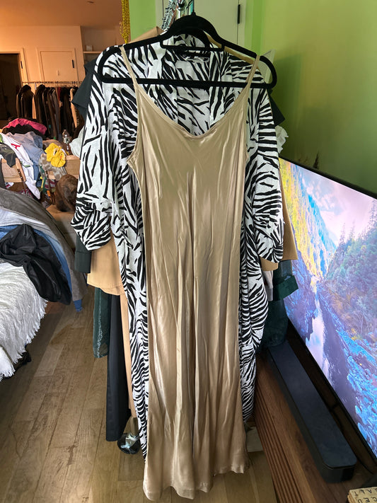 Gold maxi slip dress