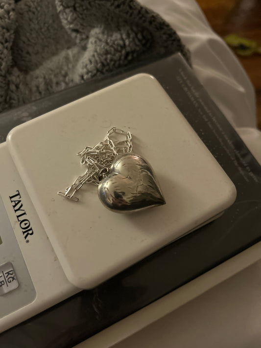 Puff heart sterling silver necklace