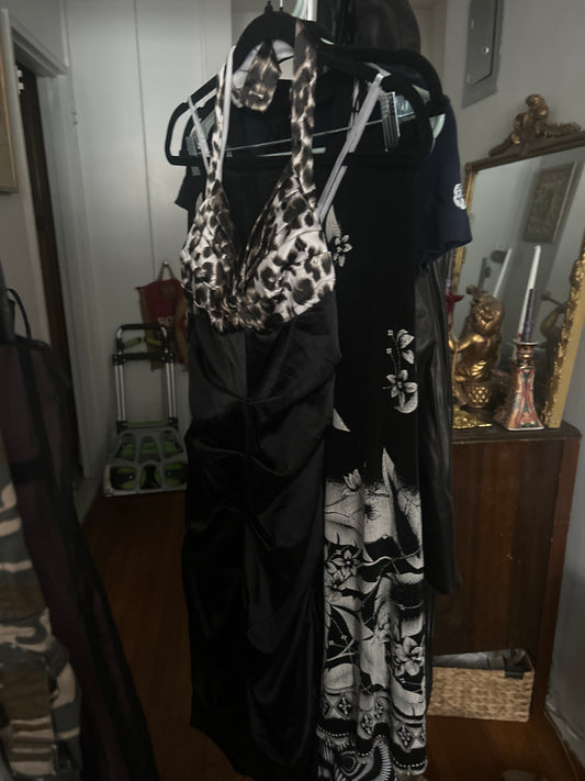 Leopard/black halter dress
