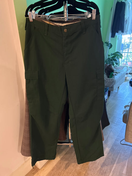 Green cargo trousers