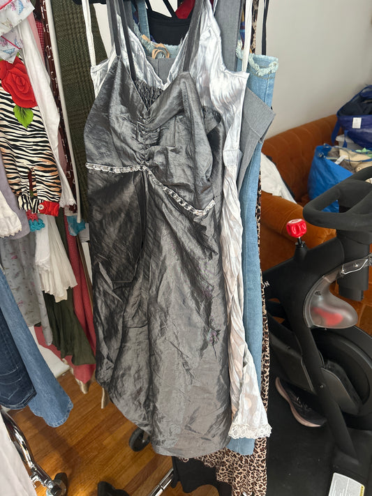 Grey iridescent dress w bubble skirt