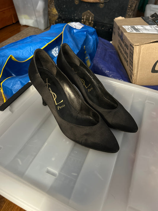 JM 235 YSL black satin heel