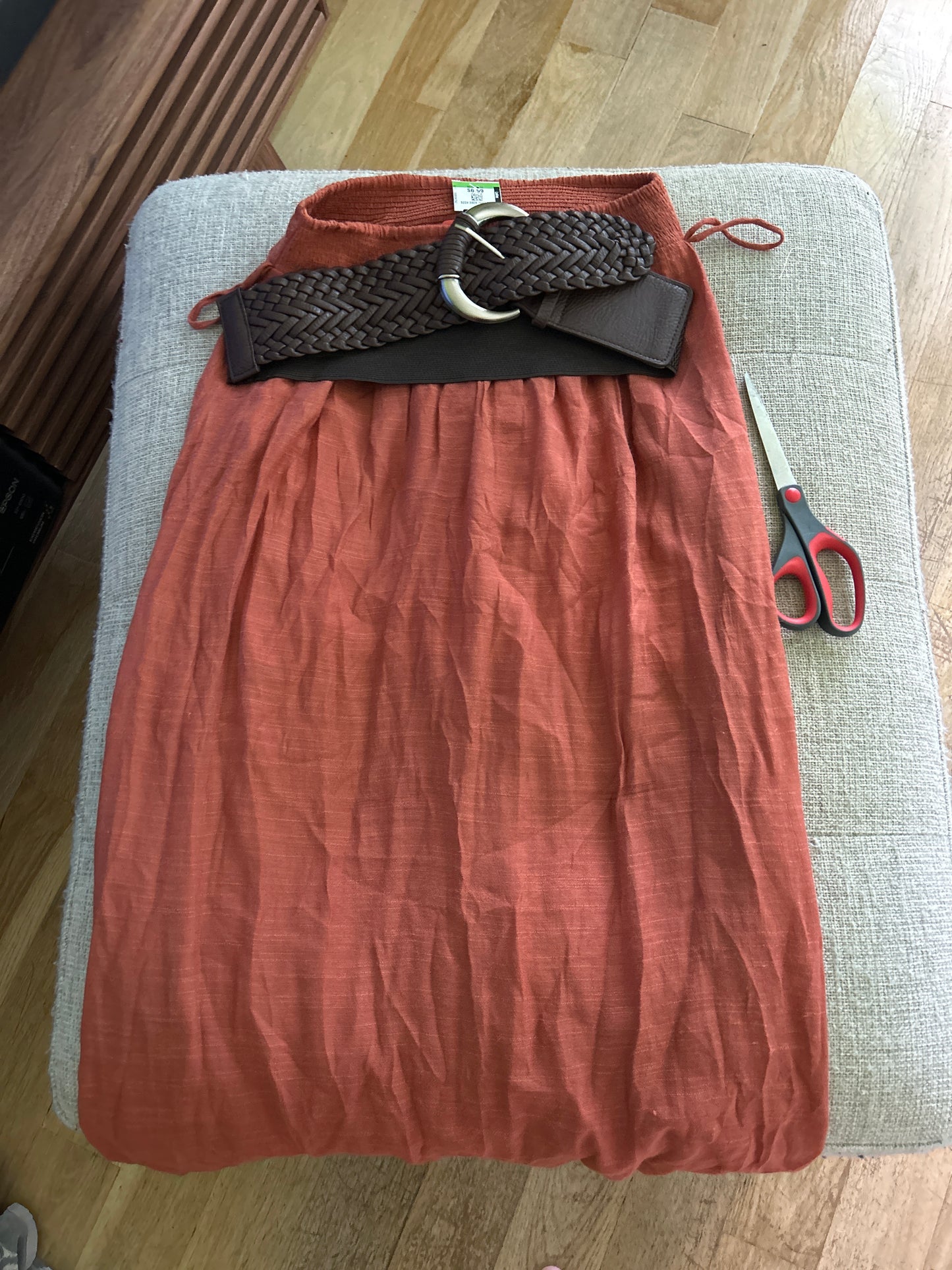 Rust skirt with brown belt