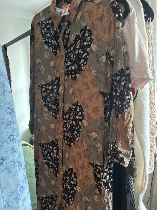 Long sleeve patchwork floral dress