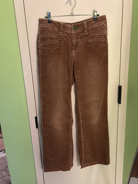 Brown corduroy green stitching