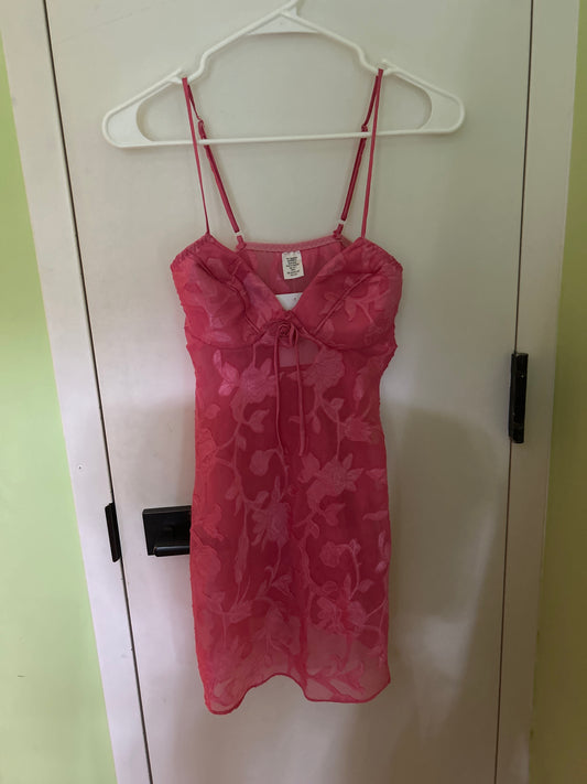 hot pink floral slip dress