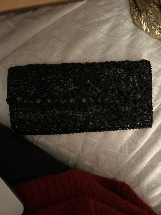 Black beaded evening bag