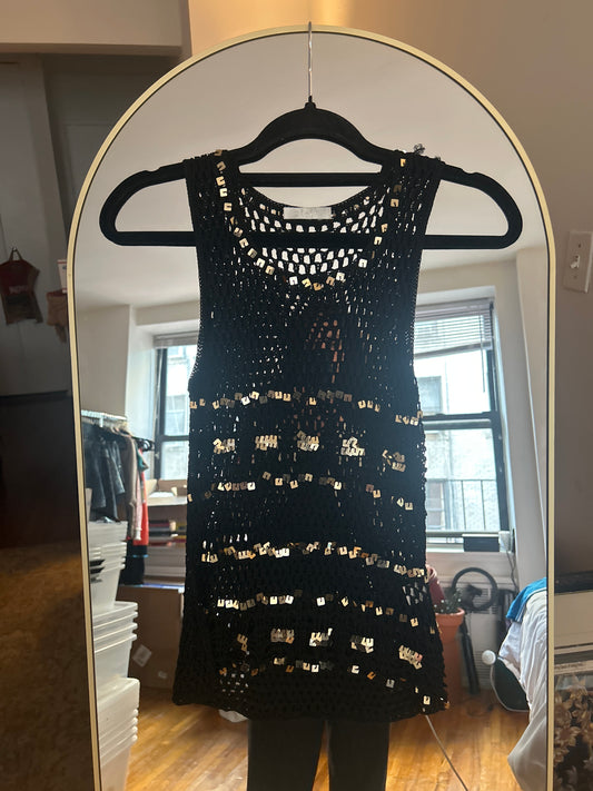 Eitie black crochet tank