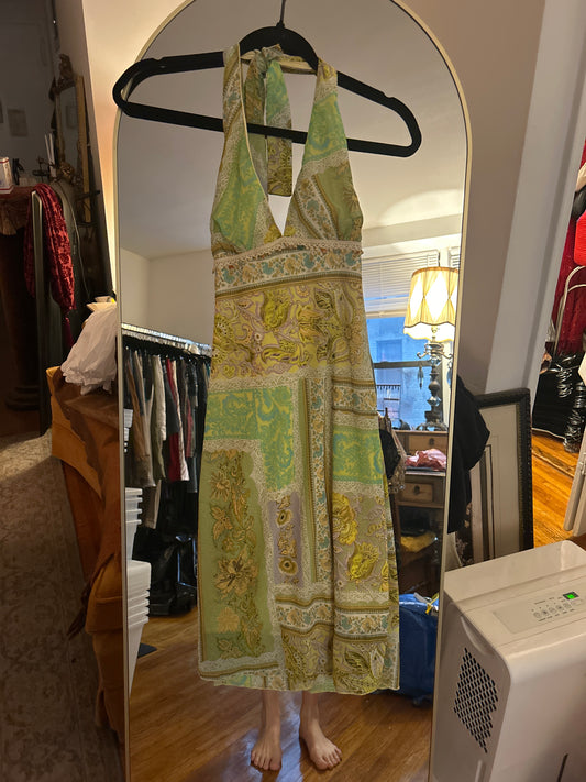 Lime and yellow floral print dress
