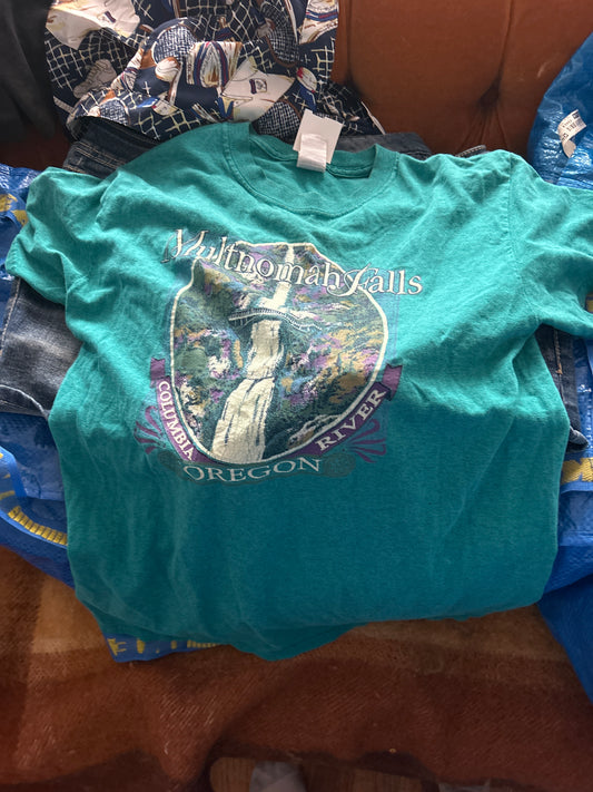Multnomah falls teal t-shirt
