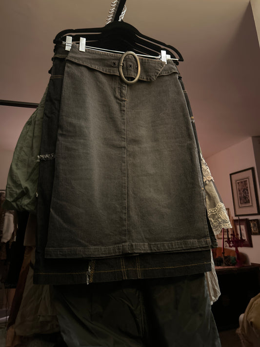 Karen Kate denim skirt with O ring belt