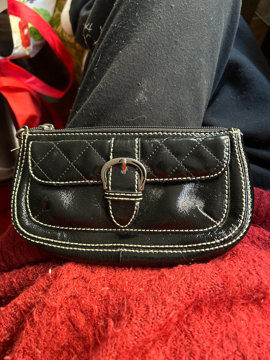 Black leather wallet white stitching