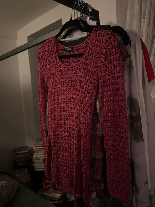 Des Anges red crochet top