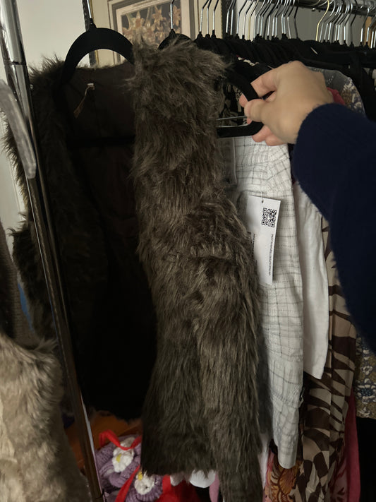 Dark faux fur vest