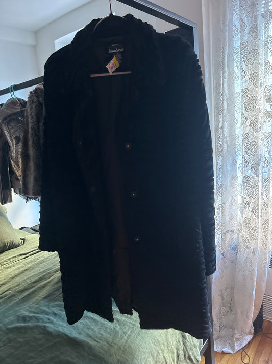 Wool blend tiger stripe black coat
