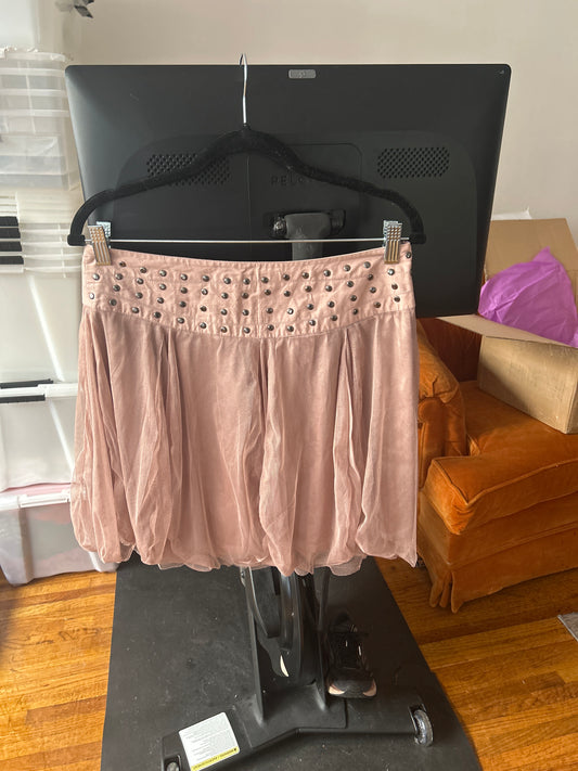Pink bubble skirt with studs