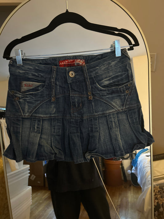 Blue collection dark denim pleated skirt