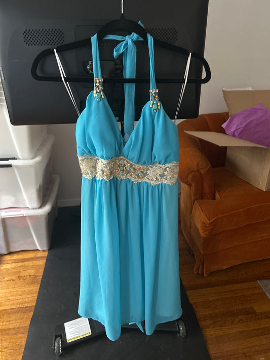 Blue beaded lace dress