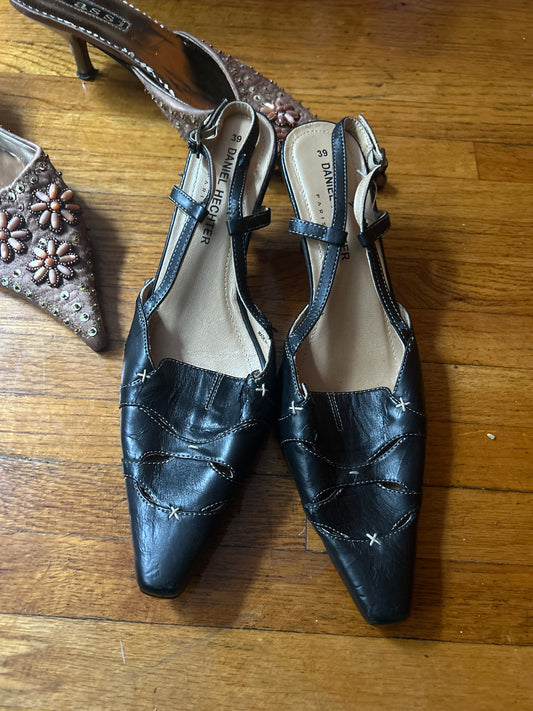 Daniel Hechter black strap heels