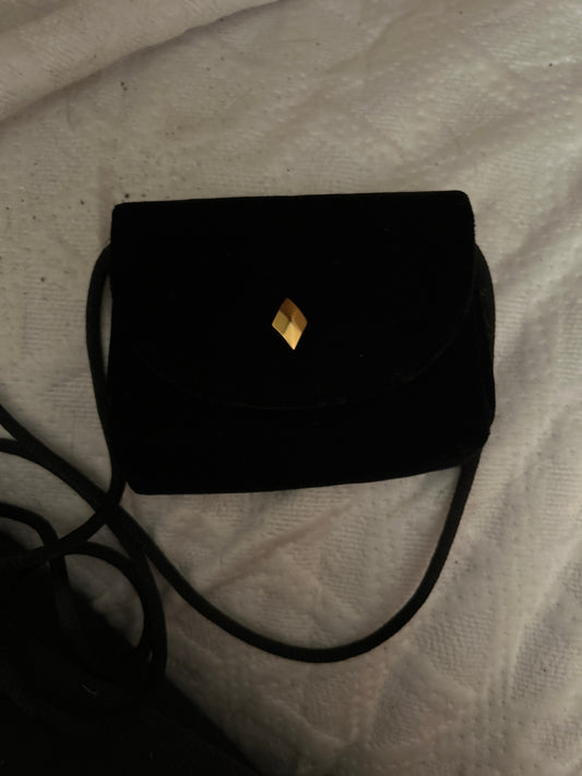 Mini black velvet purse