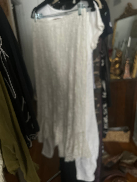White floral lace skirt