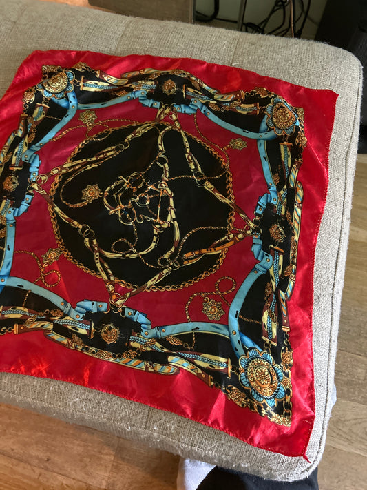 Red chain print scarf