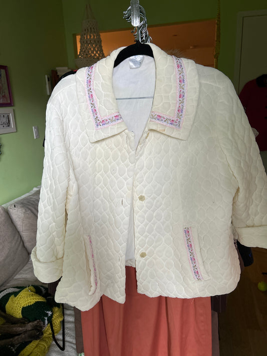 White jacket floral details