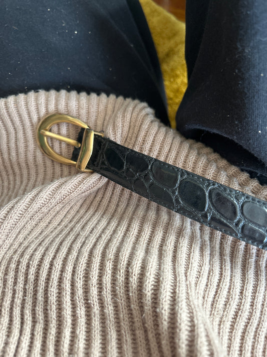 JM black faux alligator 160