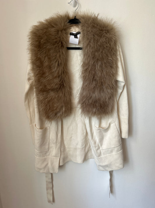 Banana Republic white cardigan w removable fur