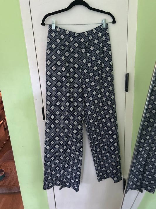 Blue and tan wide leg pants