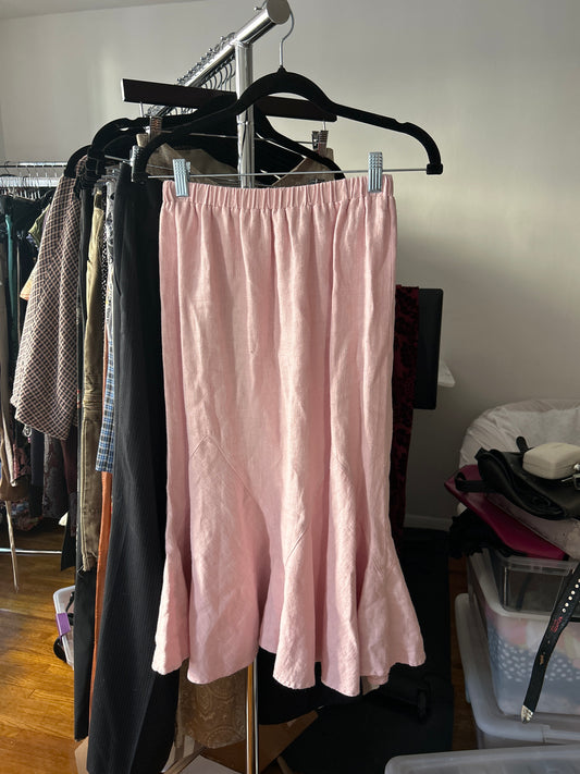 Pink linen skirt
