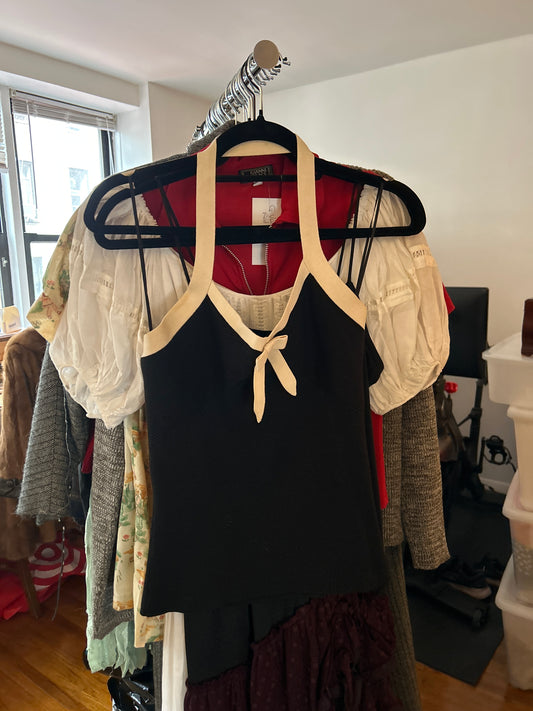 JM 265 black halter top with bow