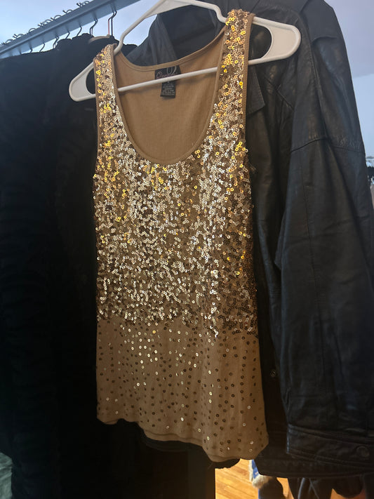 Gold sequin tank