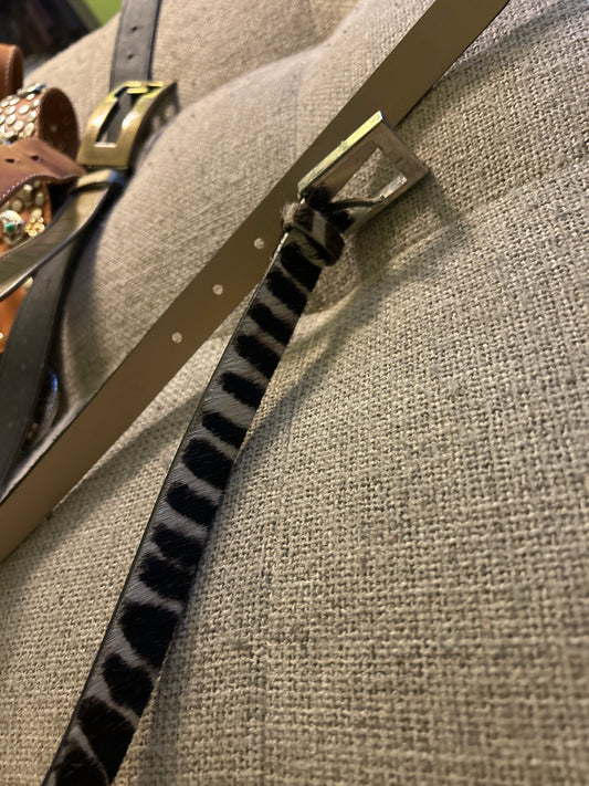 Zebra pony hair belt