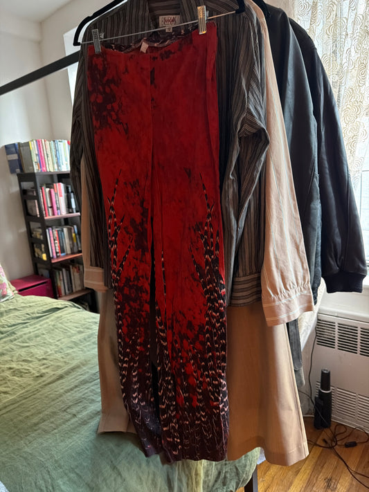 Red and black abstract pants