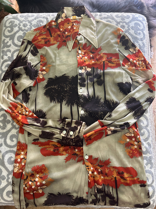 Palm tree button up
