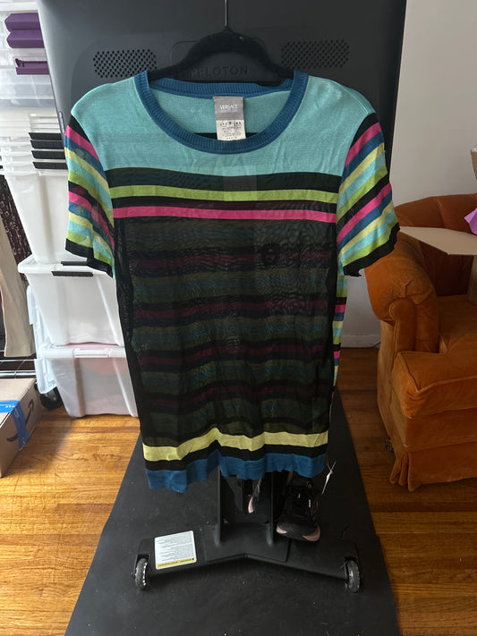 Versace jeans couture striped sheer shirt 01508B