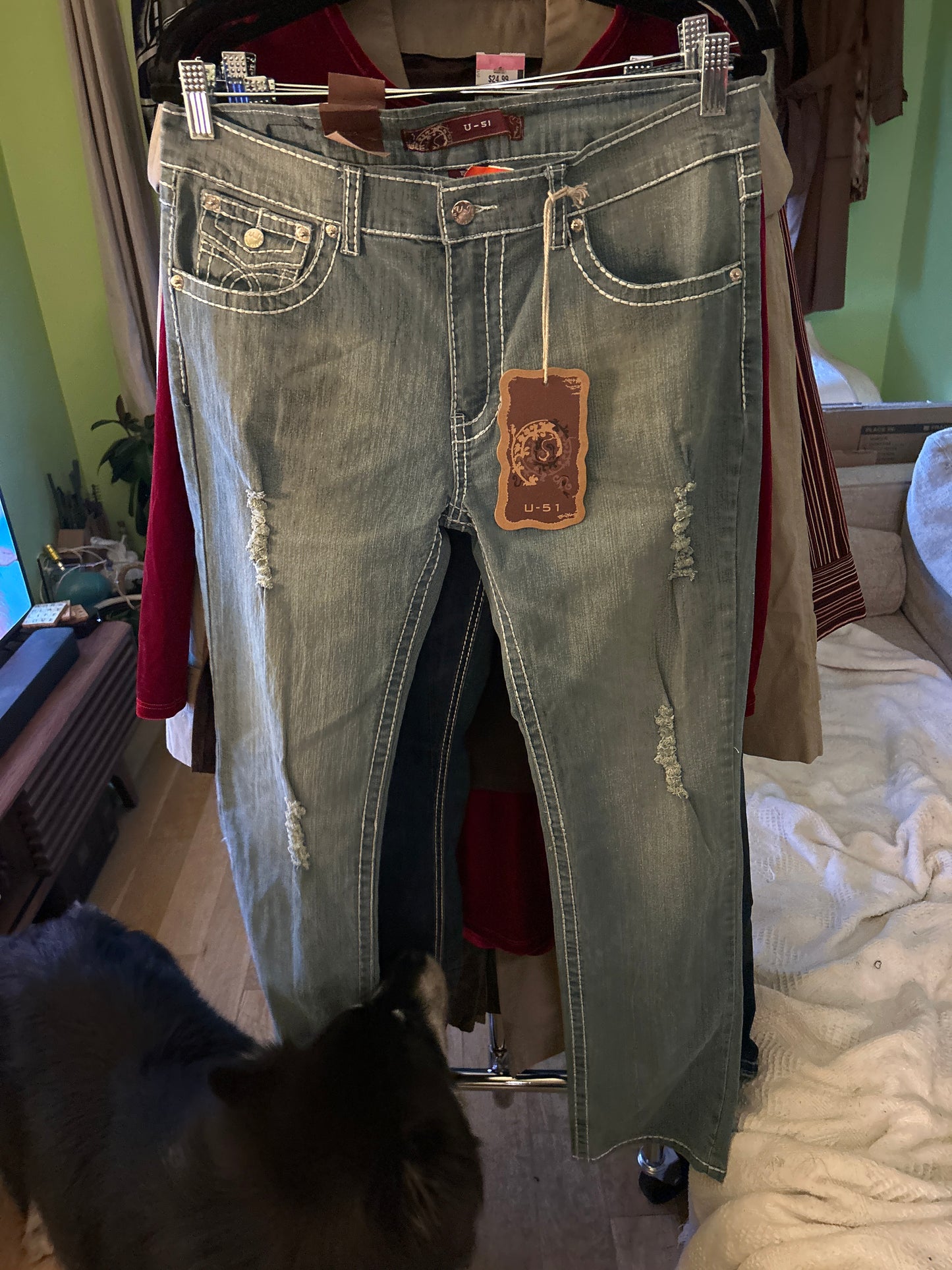 Grey mid rise y2k jeans